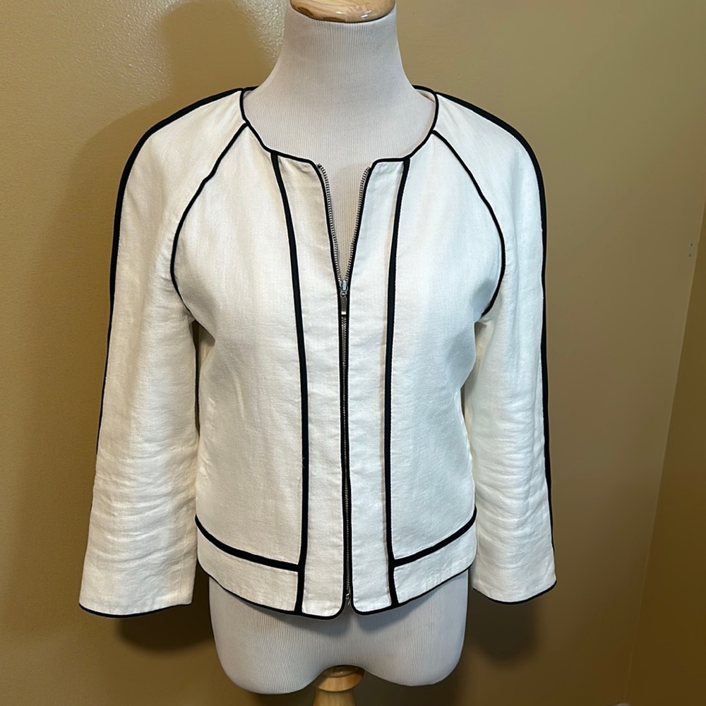 💕 J. Crew 100% Linen Zip Up Blazer Jacket